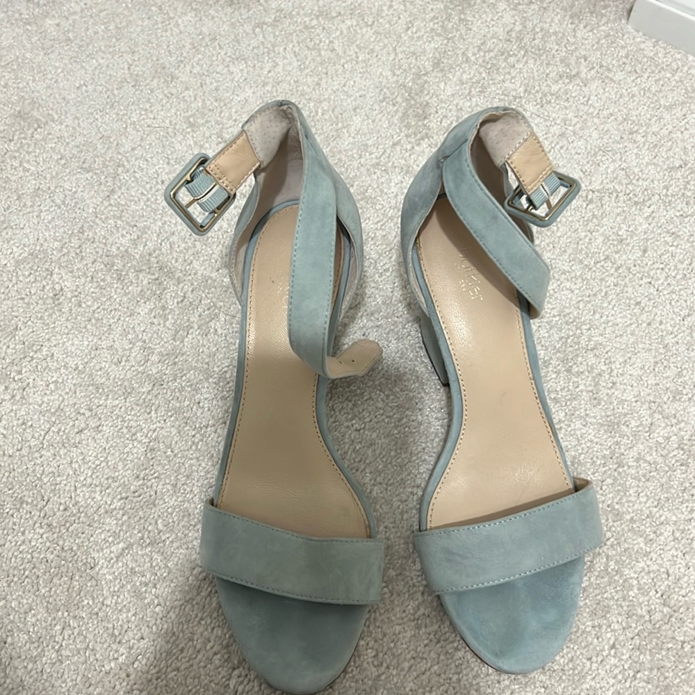 Blue suede heels